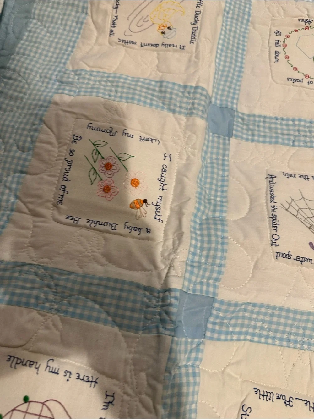 Handmade Blue and White Patchwork Baby Quilt